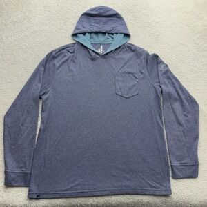 Johnnie-O Mens Large Blue Micro Stripe Hooded Long Sleeve Tee Oak Hill CC Logo